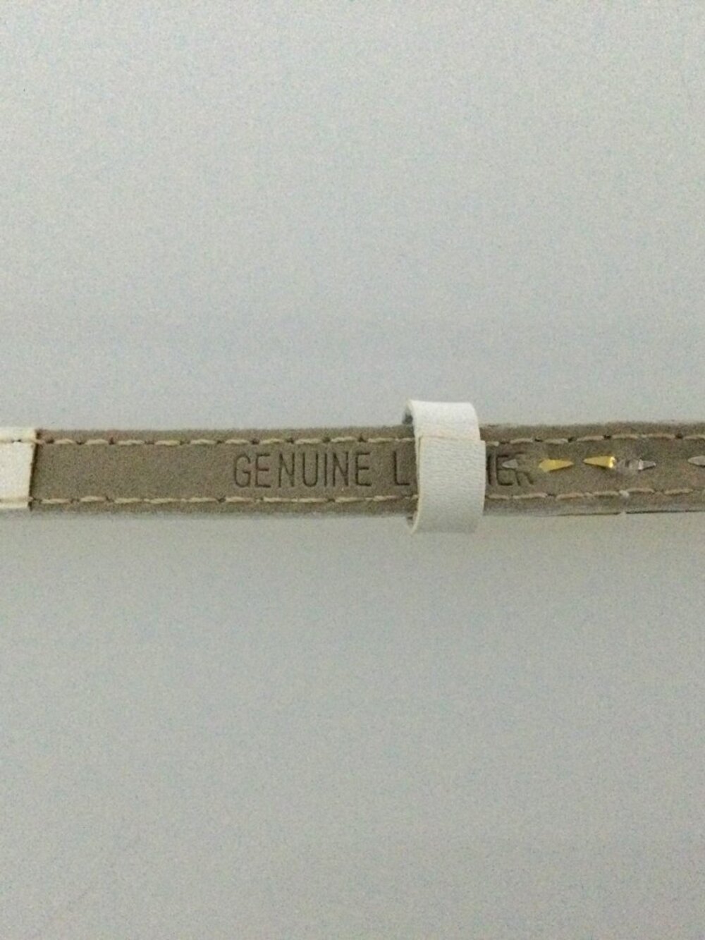 Silver and Gold Pyramid Studded White Genuine Leather Wristband Bracelet - Picture 2 of 4